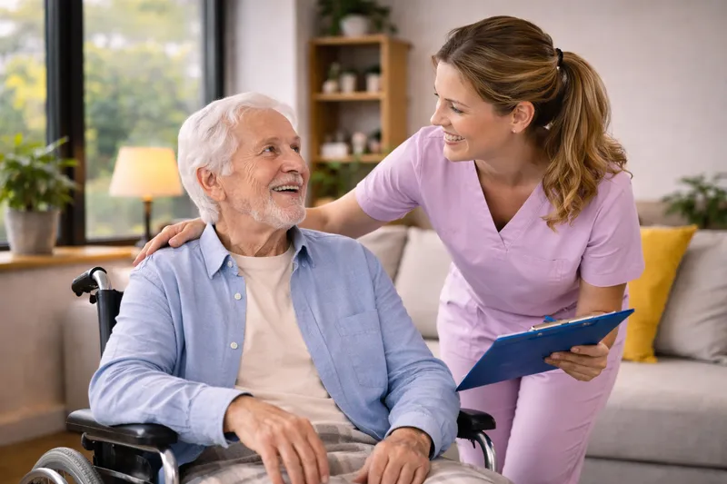 Evia Health carer supporting an older participant at home